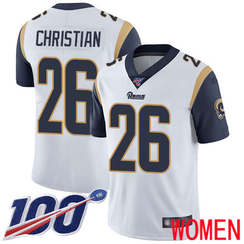 Los Angeles Rams Limited White Women Marqui Christian Road Jersey NFL Football #26 100th Season Vapor Untouchable->los angeles rams->NFL Jersey